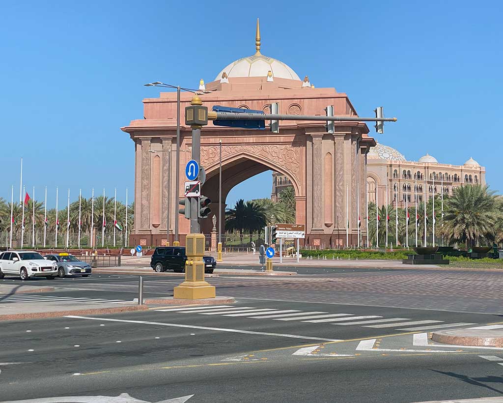 Emirates Palace depicting must-see attractions along the journey from Dubai to Abu Dhabi.